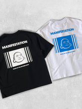 Afbeelding in Gallery-weergave laden, White/Blue Manifestation Heavyweight Boxy Statement Tee (made in NL 🇳🇱)