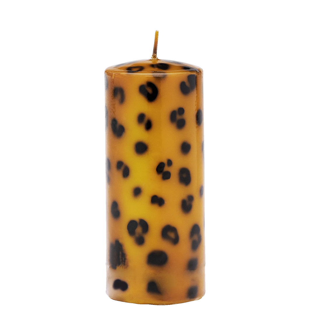 Large Leopard Print Pillar Candle